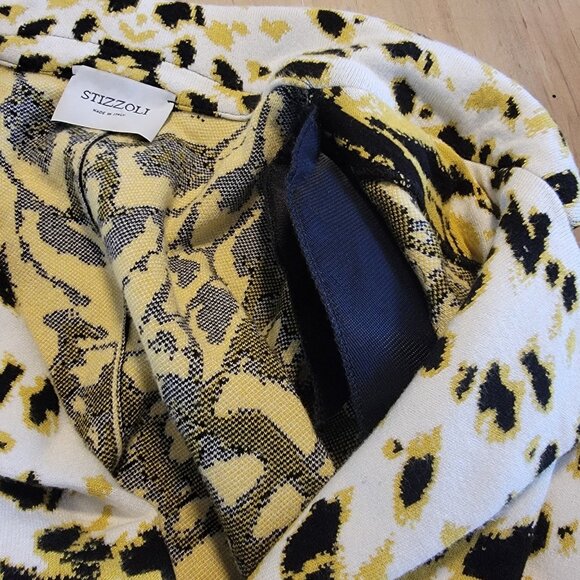 Stizzoli Blazer Jacket Knit Vintage Shoulder Pads Italy Animal Print Est Sz M - Picture 11 of 11